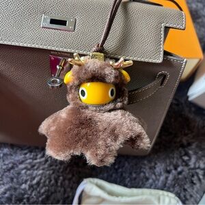 Loewe Brown Plush Deer Charm Keychain Fawnie charm in shearling winter cute gift